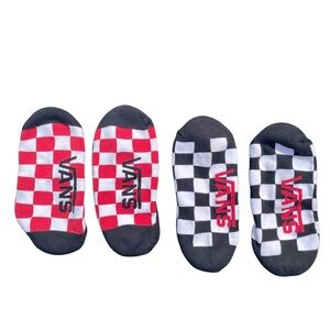 Vans no-show socks checkered black and white red bundle skater new